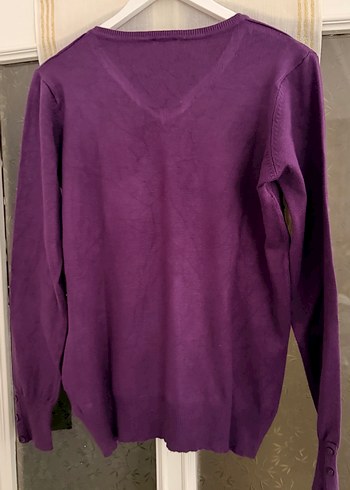 Mor V Yaka Kadın Kazak - Görsel 3