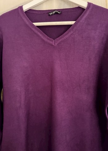 Mor V Yaka Kadın Kazak - Görsel 2