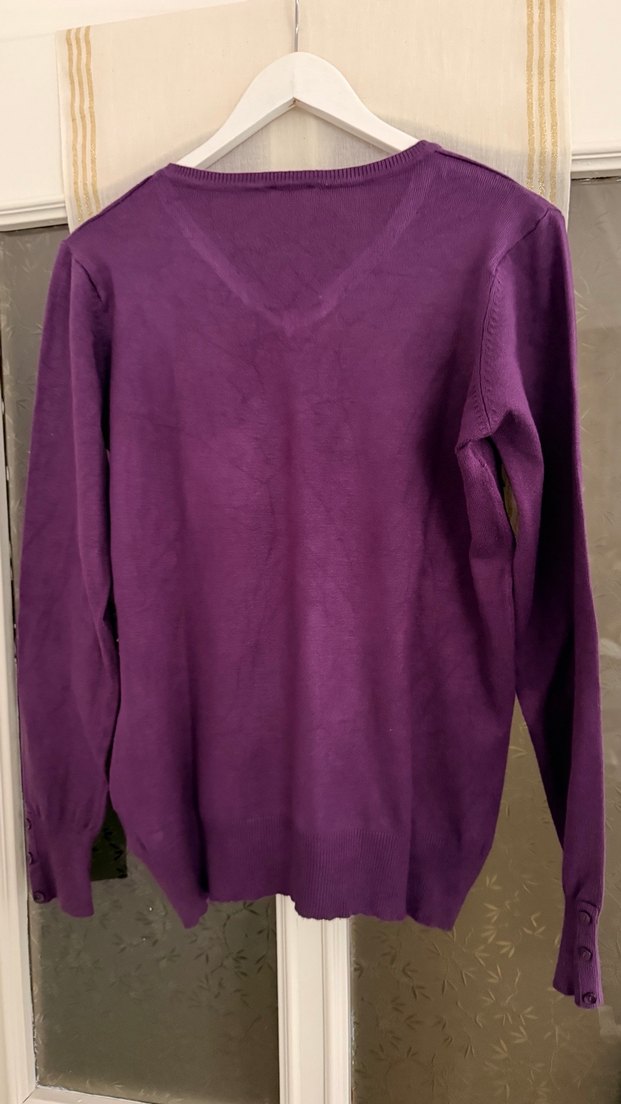 Mor V Yaka Kadın Kazak - Görsel 3