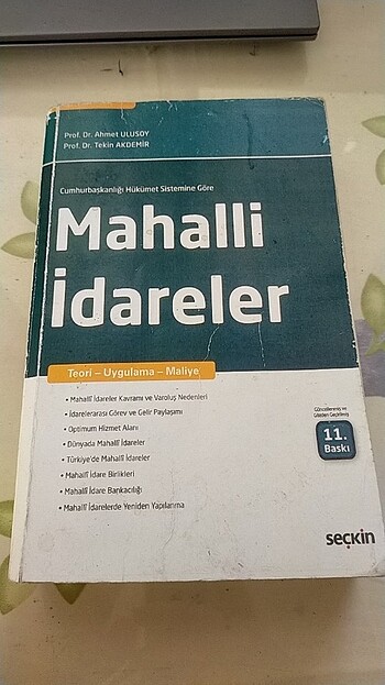 Mahalli İdareler (Yerel Yönetimler) Ahmet ULUSOY, Tekin AKDEMİR.