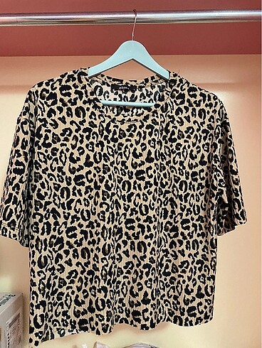 l Beden kahverengi Renk Leopar desen bluz