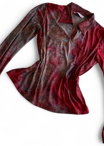 Vintage Batik Desenli Y2K Bluz