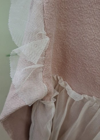 Uzun Kollu Bej Pamuklu Kız Elbisesi Zara - Görsel 3