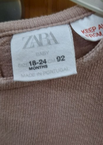 Uzun Kollu Bej Pamuklu Kız Elbisesi Zara - Görsel 2