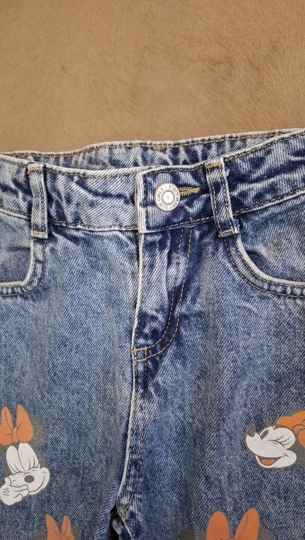 Renkli Baskılı Kız Kot Pantolon - Görsel 3