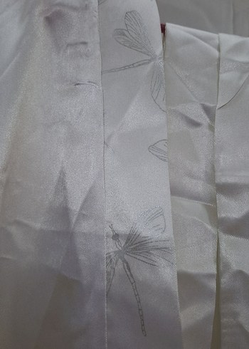 Kadın Beyaz Uzun Saten Sabahlık - Görsel 2