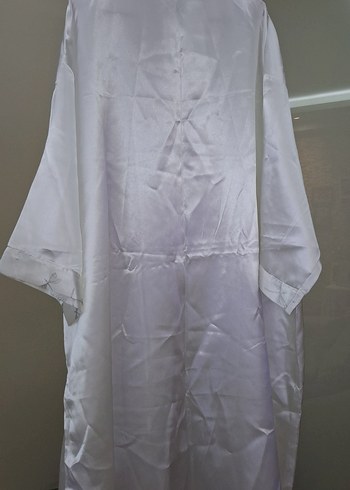 Kadın Beyaz Uzun Saten Sabahlık - Görsel 5