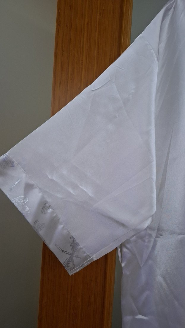 Kadın Beyaz Uzun Saten Sabahlık - Görsel 4