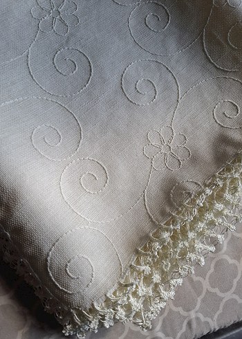 Keten krem rengi iğne oyalı runner,sıfır ürün - Görsel 3