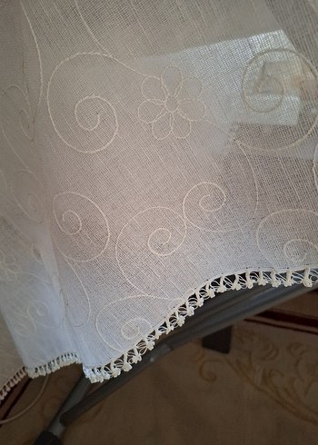 Keten krem rengi iğne oyalı runner,sıfır ürün - Görsel 5