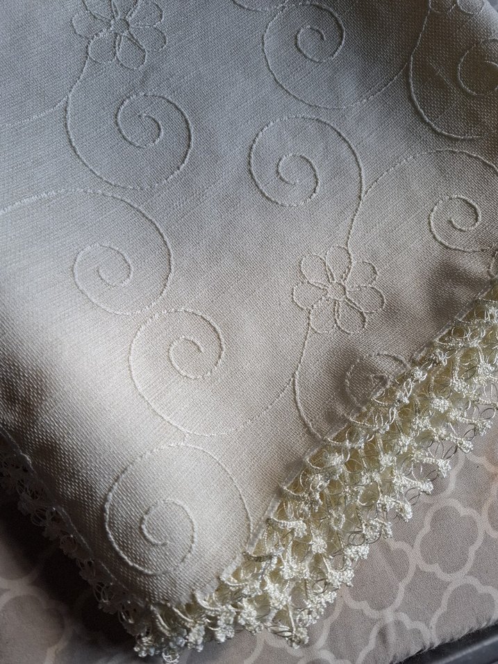 Keten krem rengi iğne oyalı runner,sıfır ürün - Görsel 3