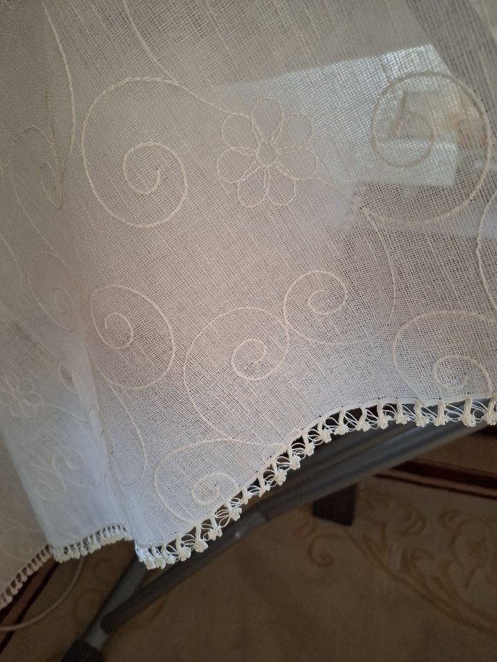 Keten krem rengi iğne oyalı runner,sıfır ürün - Görsel 5