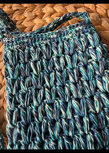 Mavi Örgü Kadın Çapraz Çanta - Görsel 3