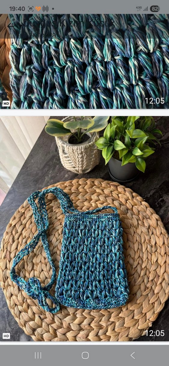 Mavi Örgü Kadın Çapraz Çanta - Görsel 2