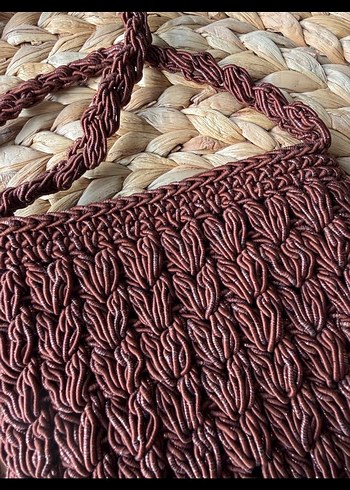 Kahverengi Örgü Kadın Çapraz Çanta - Görsel 2