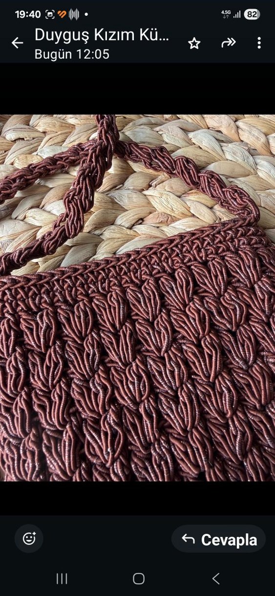 Kahverengi Örgü Kadın Çapraz Çanta - Görsel 2