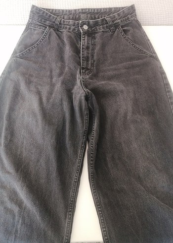 Gri Bol Kesim Kadın Kot Pantolon