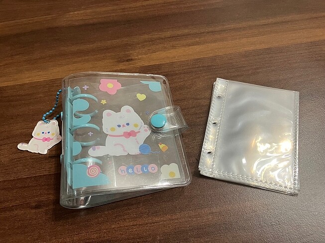Kpop Tekli Pc Binder Mavi Şeffaf Kedili