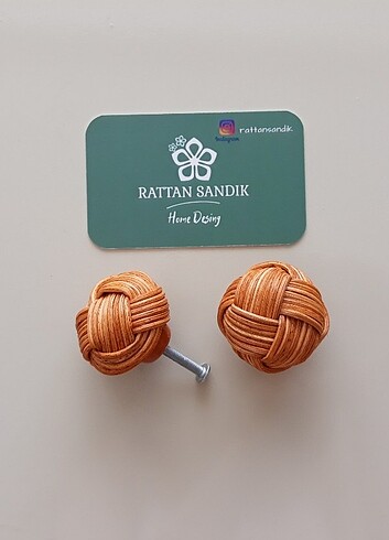 Beden Açık meşe vernikli rattan yuvarlak kulp