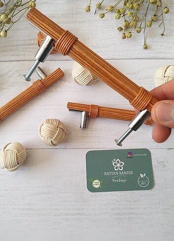 Tasarımcı Açık Meşe Rattan Uzun Kulp