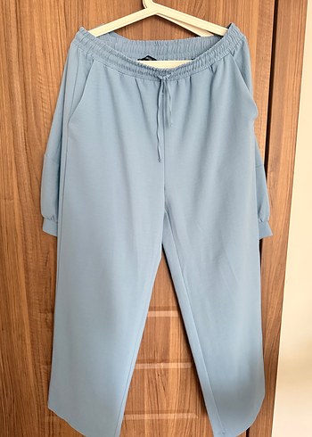Mavi Bağcıklı Rahat Kadın Eşofman Takımı - Görsel 9