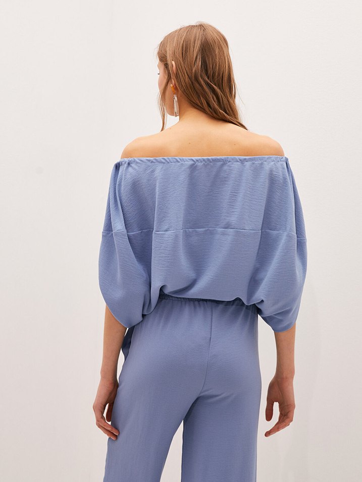 Mavi Bağcıklı Rahat Kadın Eşofman Takımı - Görsel 5
