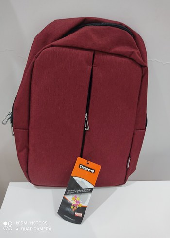 Bordo Fermuarlı notebook Sırt Çantası