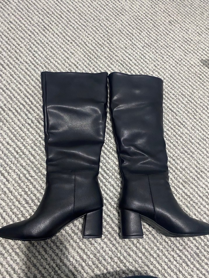 Fermuarlı Siyah Deri Dizüstü Bot çizme 36 numara - Görsel 4