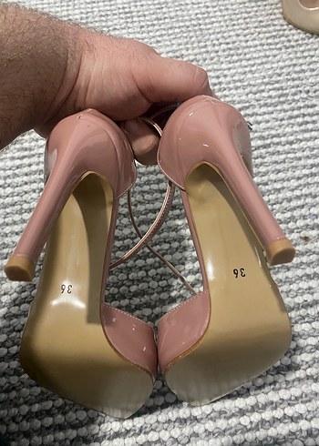 Pembe Bağcıklı Stiletto Kadın Ayakkabı - Görsel 3