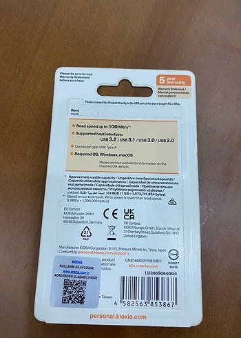 KIOXIA 64GB Gri USB Bellek USB 3.2 gen 1 - Görsel 3