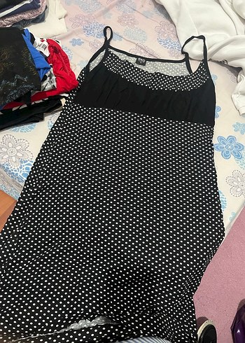 Puantiye Desenli Siyah Hamile Gecelik - Görsel 2