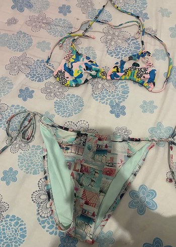 Çok Renkli Pastel Desenli Kadın Bikini - Görsel 2
