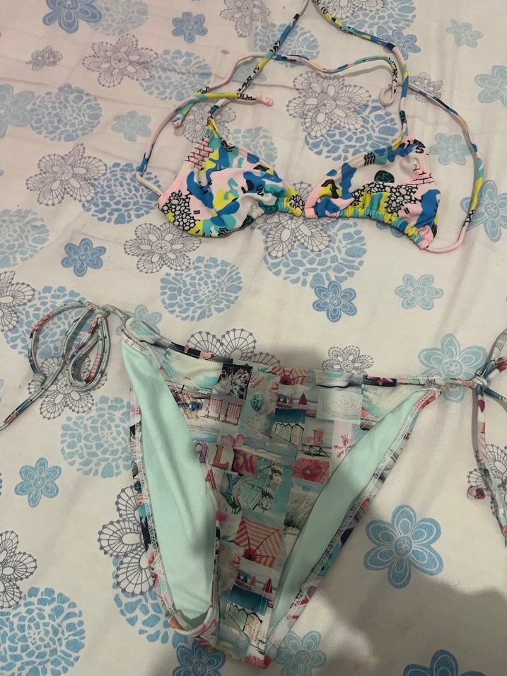 Çok Renkli Pastel Desenli Kadın Bikini - Görsel 2