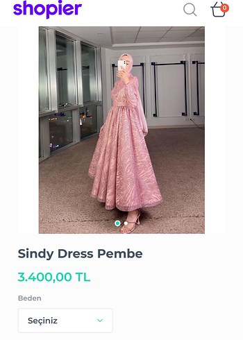 Pembe Uzun Kollu Drapeli Kadın Abiye