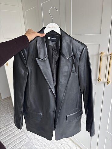 m Beden Oversize deri blazer