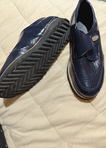 Mavi Parlak Yılan Desenli erkek çocuk Klasik Ayakkabı - Görsel 2