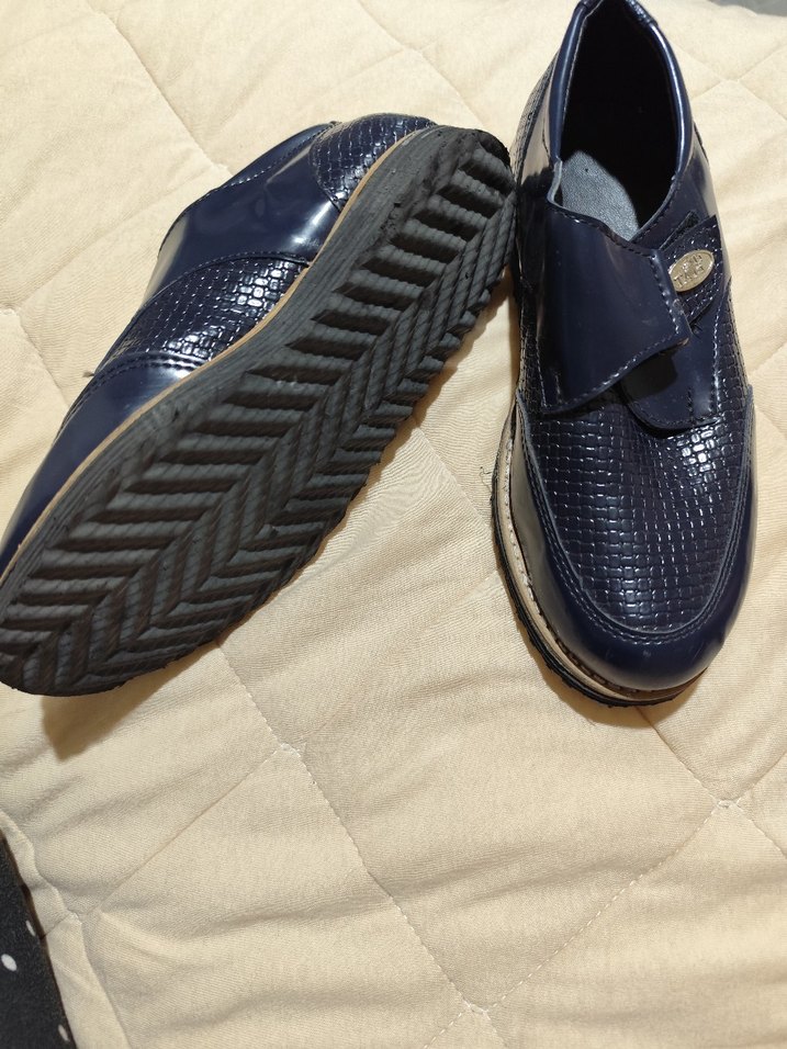 Mavi Parlak Yılan Desenli erkek çocuk Klasik Ayakkabı - Görsel 2