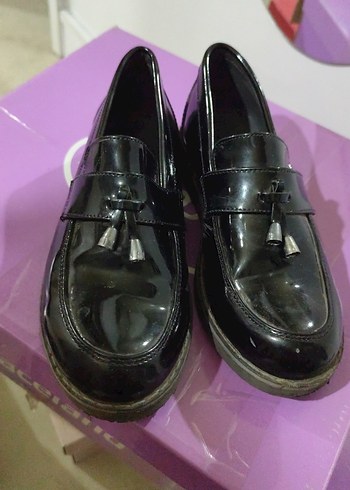 Kız Çocuk Siyah Rugan Tokalı Loafer - Görsel 2