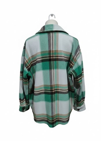 Gri-Yeşil Ekose Düğmeli Rahat Gömlek - Görsel 2