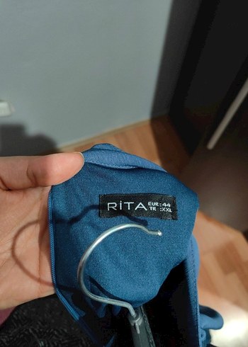 Fırfırlı Mavi Uzun Elbise - Görsel 3