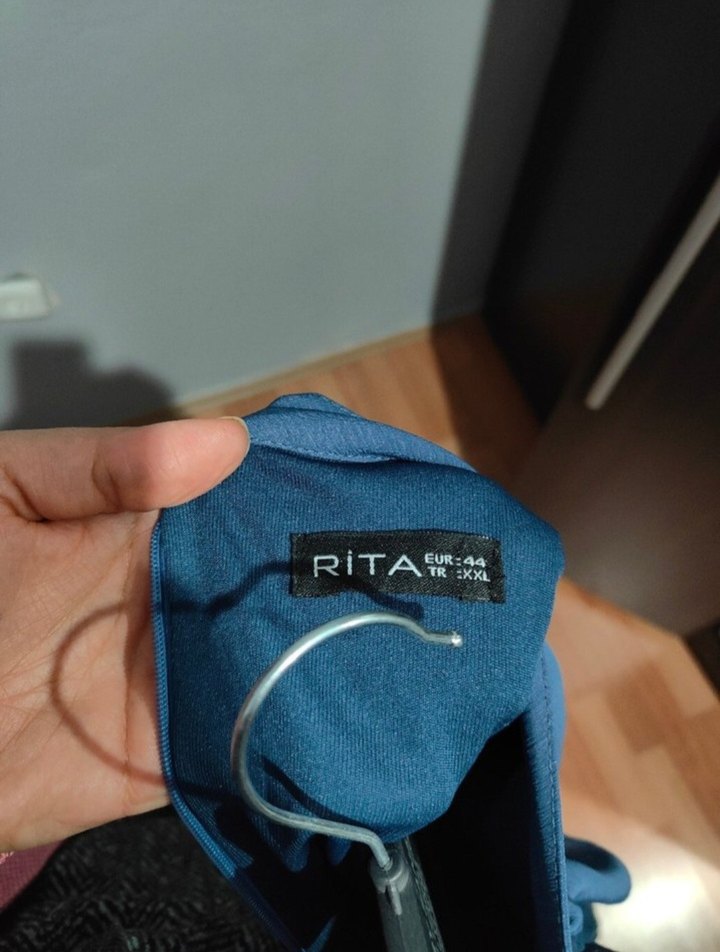 Fırfırlı Mavi Uzun Elbise - Görsel 3