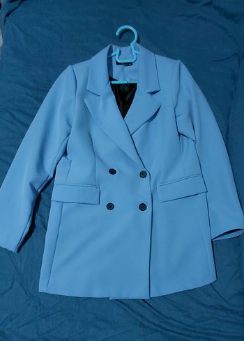 Mavi Düğmeli Kadın Blazer Ceket - Görsel 4