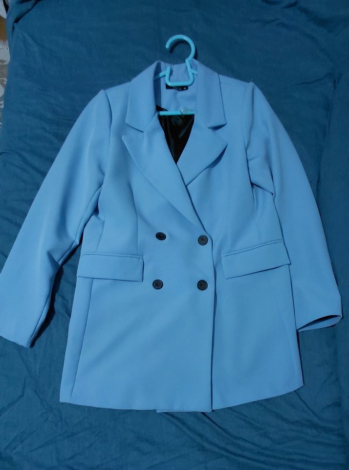 Mavi Düğmeli Kadın Blazer Ceket - Görsel 4