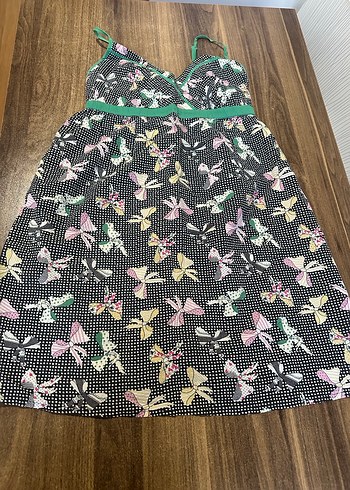 Çok Renkli Desenli Askılı Elbise - Görsel 6