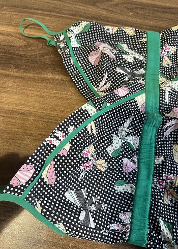 Çok Renkli Desenli Askılı Elbise - Görsel 4