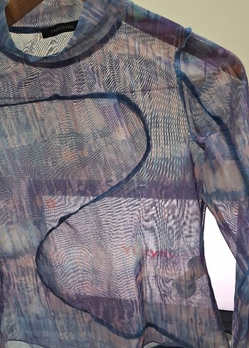 Mor lila mavi tül bluz. - Görsel 5