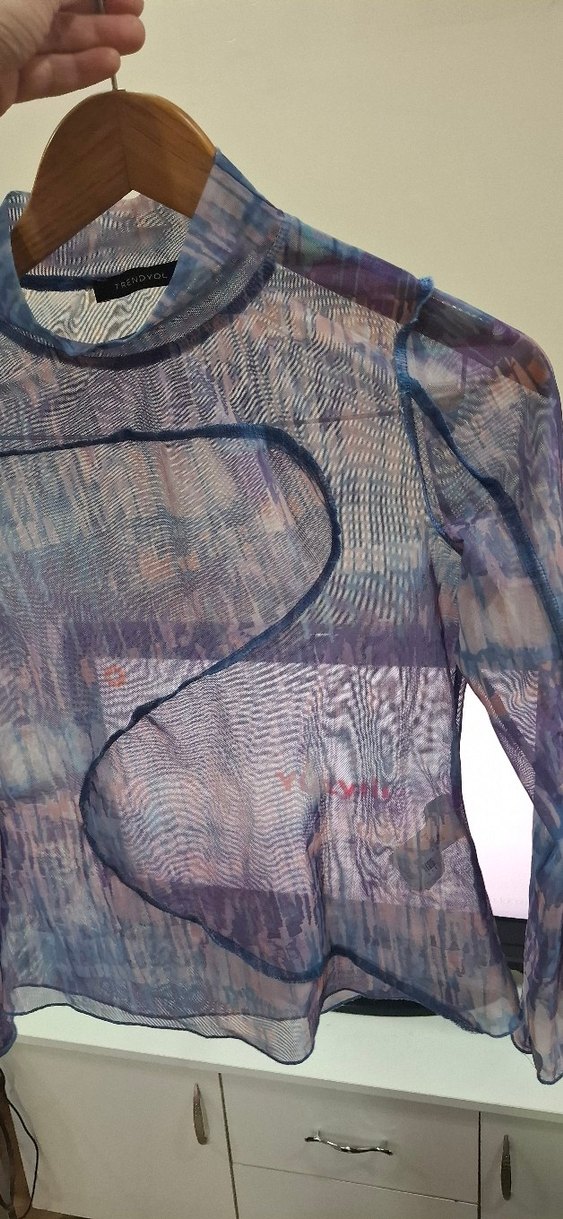 Mor lila mavi tül bluz. - Görsel 5