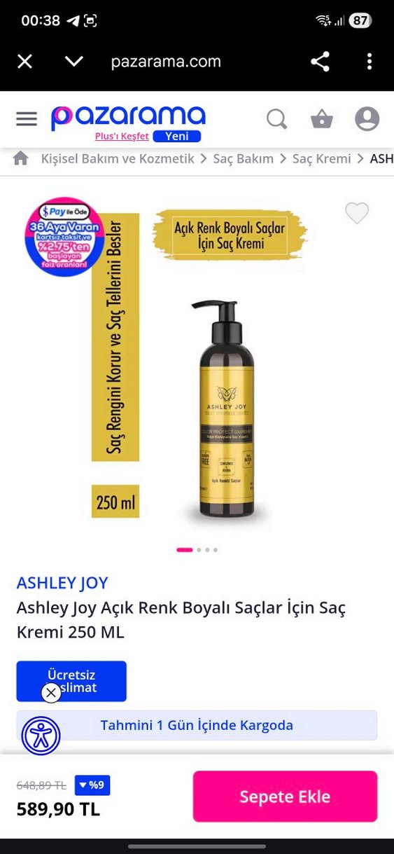 Ashley Joy Renk Koruyucu Saç Kremi 250ml - Görsel 5