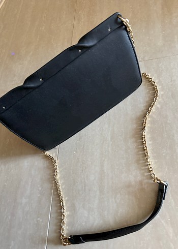  Beden siyah Renk Zincir Detaylı Siyah Deri Kadın Çanta