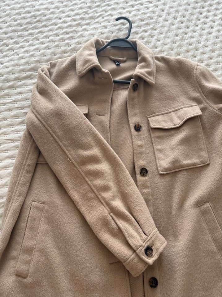 Bej Düğmeli Midi Kadın Kaban - Görsel 2